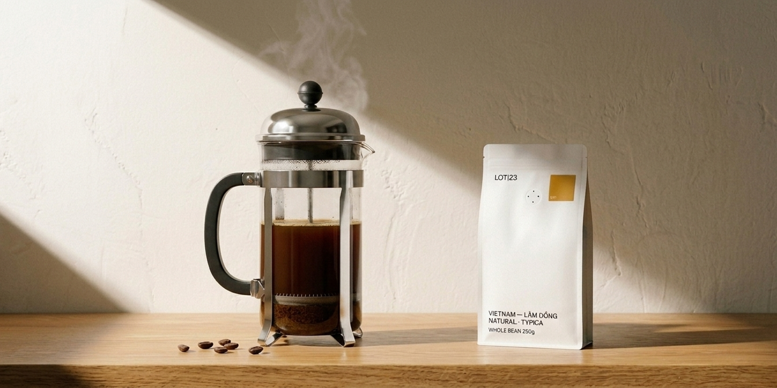 French press ready to pour