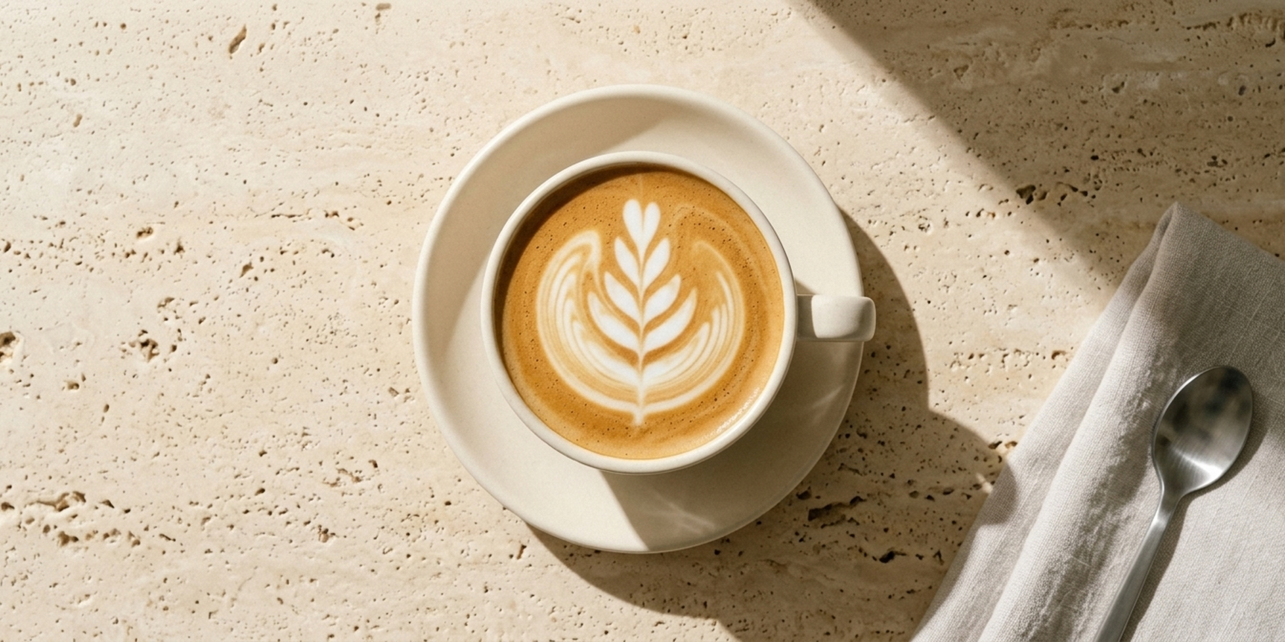 Overhead rosetta latte art on flat white